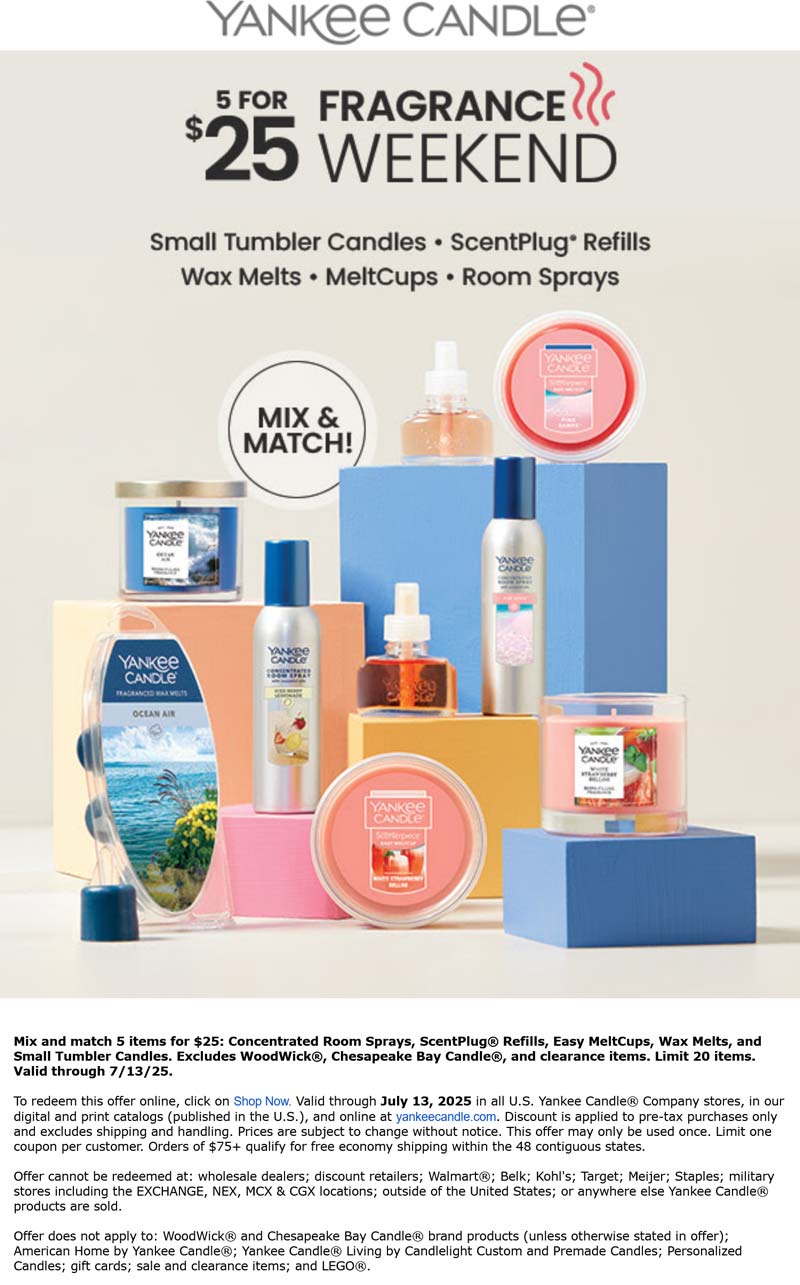 Yankee Candle coupons & promo code for July 2025