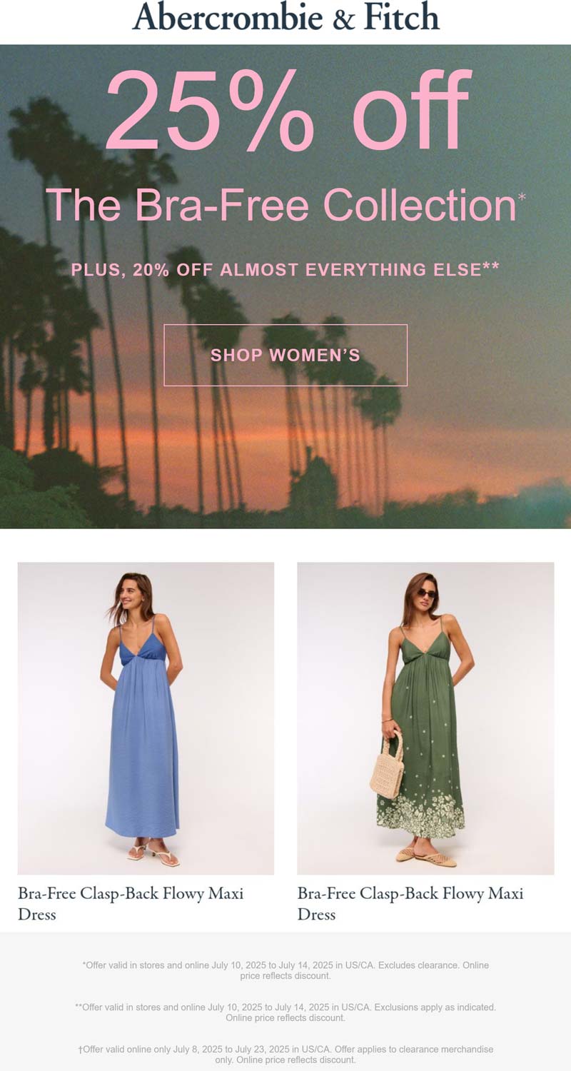 Abercrombie & Fitch coupons & promo code for July 2025