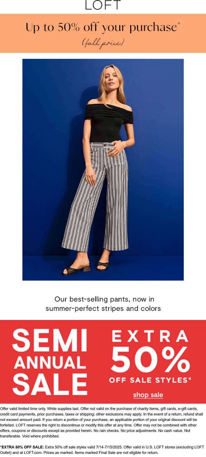 LOFT coupons & promo code for July 2025