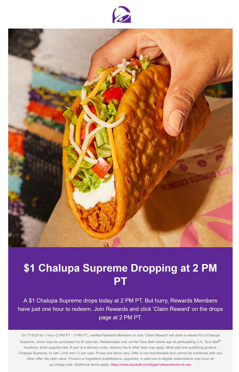 Taco Bell coupons & promo code for July 2025