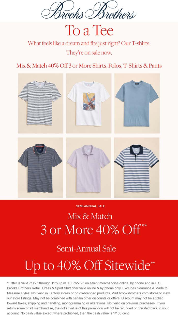 Brooks Brothers coupons & promo code for July 2025