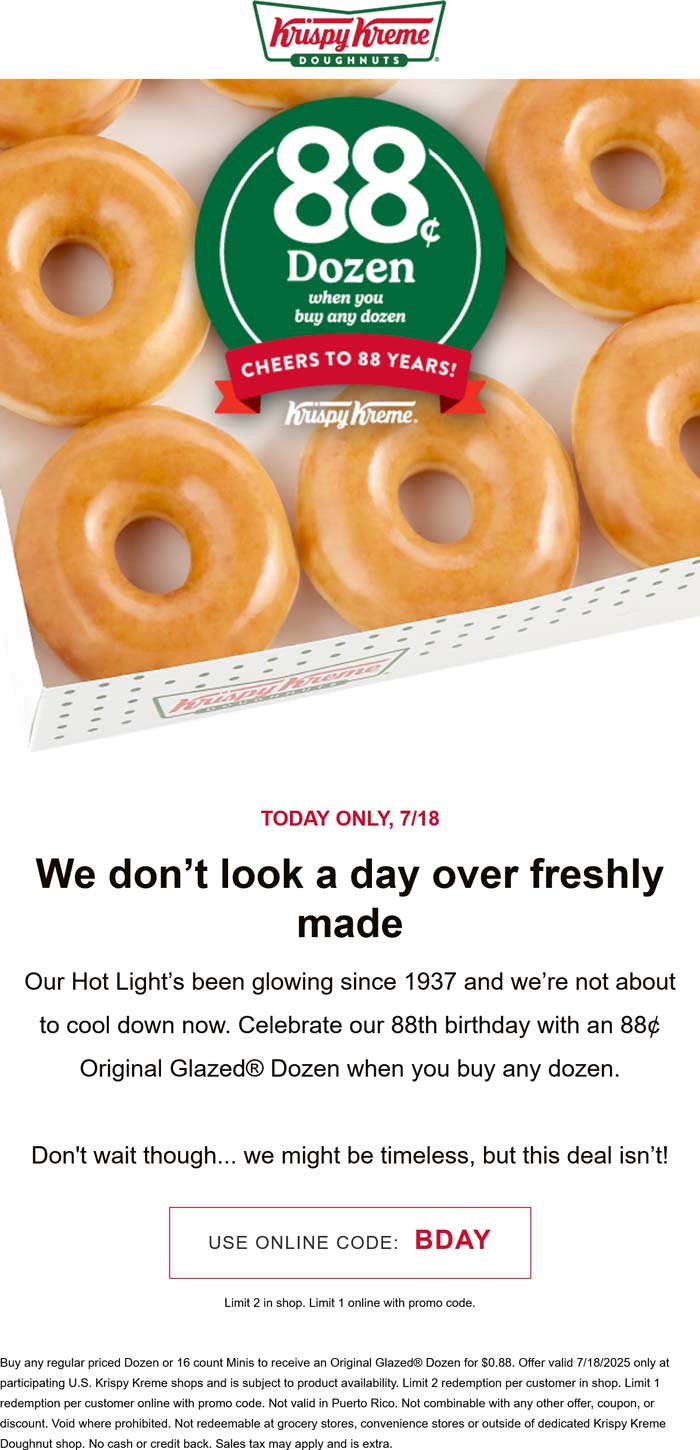 Krispy Kreme coupons & promo code for July 2025