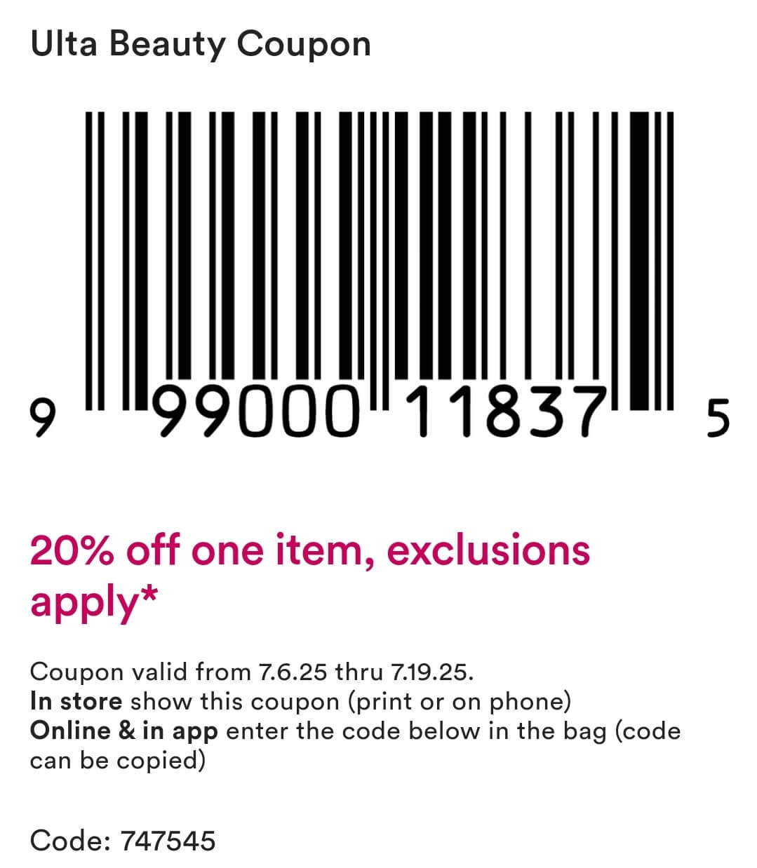 Ulta coupons & promo code for July 2025
