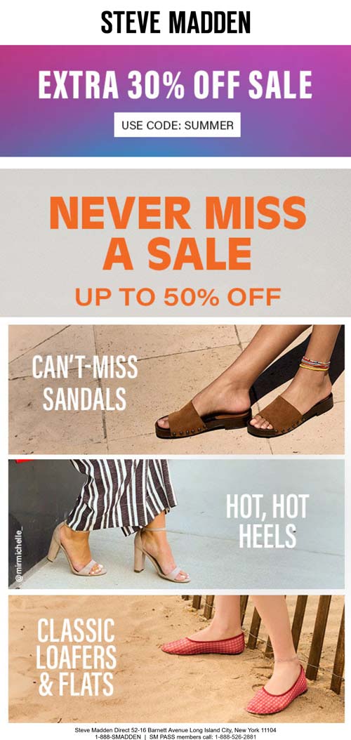 Steve Madden coupons & promo code for July 2025