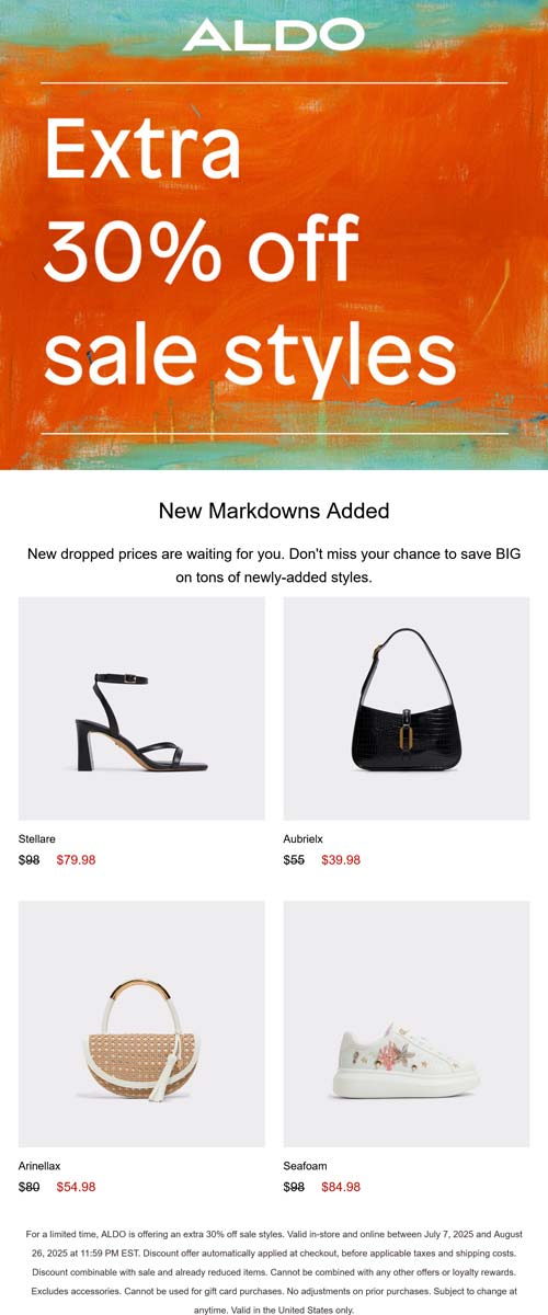 Aldo coupons & promo code for August 2025