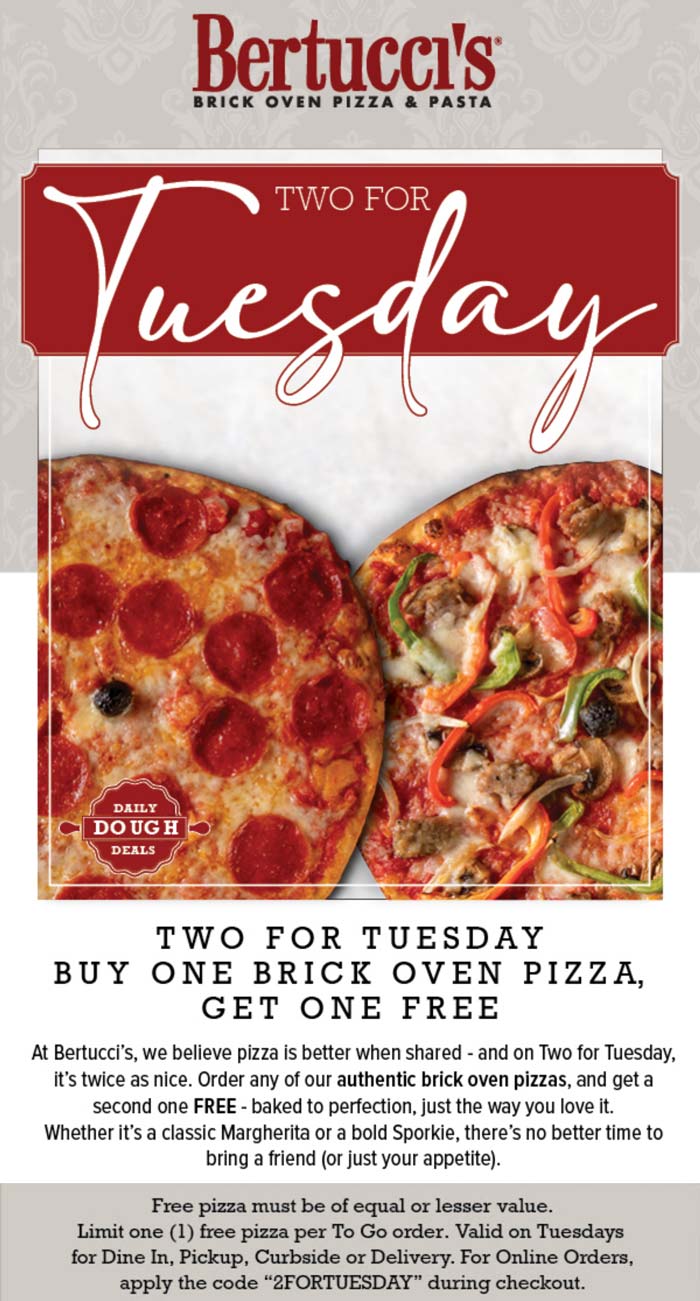 Bertuccis coupons & promo code for August 2025