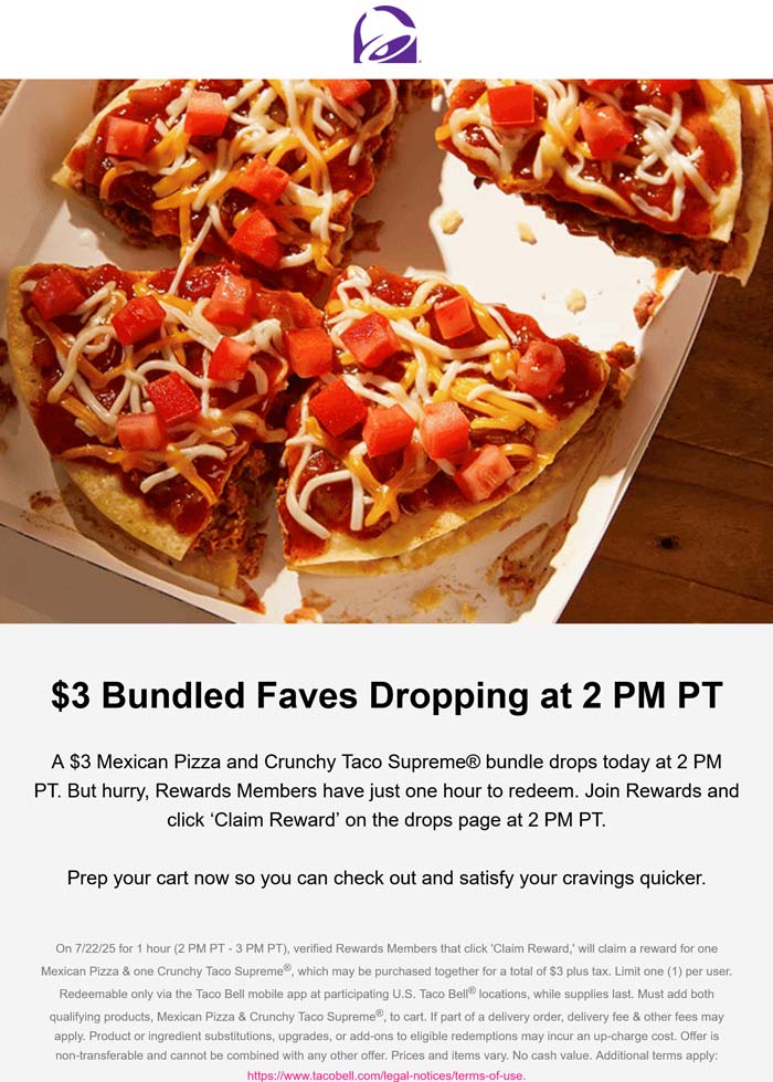 Taco Bell coupons & promo code for August 2025