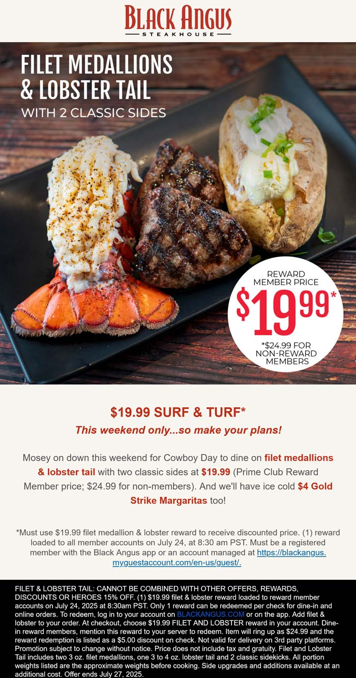 Black Angus coupons & promo code for August 2025