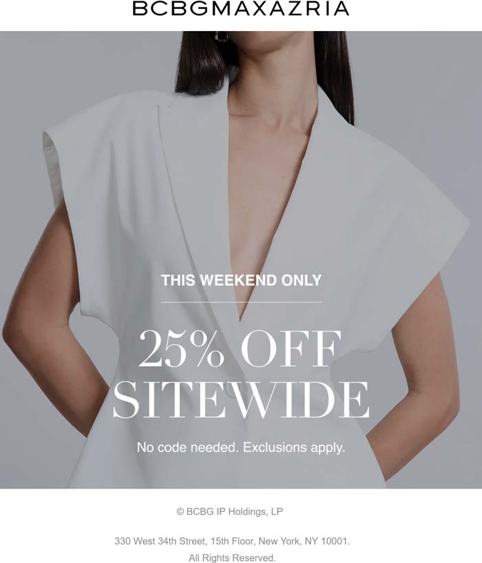 BCBGMAXAZRIA coupons & promo code for August 2025