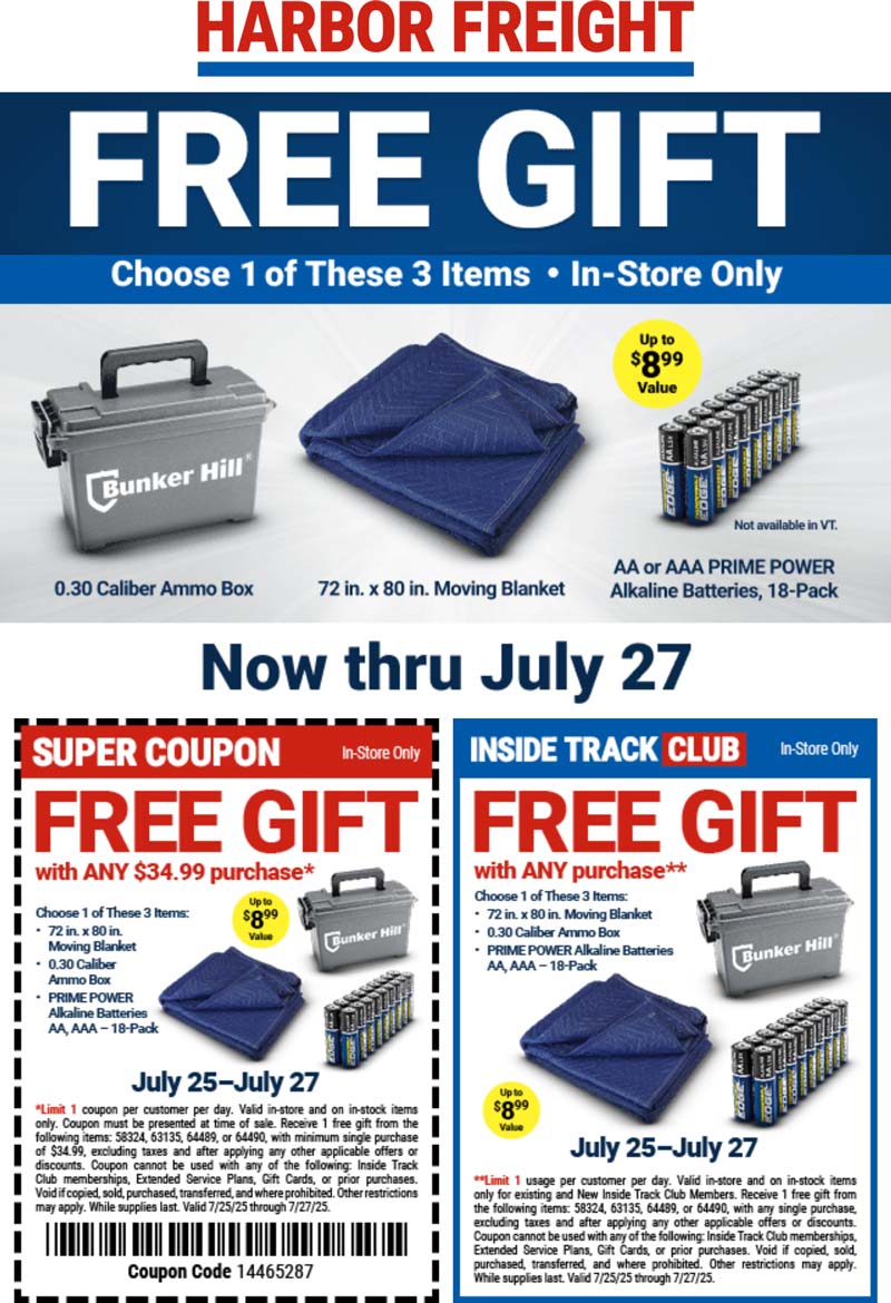Harbor Freight stores Coupon  Free 18pk batteries & more at Harbor Freight Tools #harborfreight 