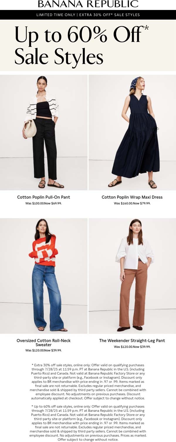 Banana Republic coupons & promo code for August 2025