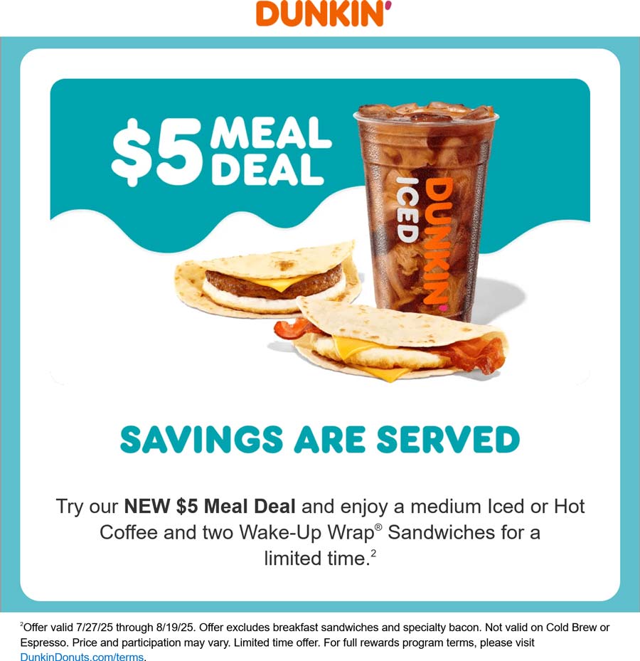 Dunkin Donuts coupons & promo code for July 2025