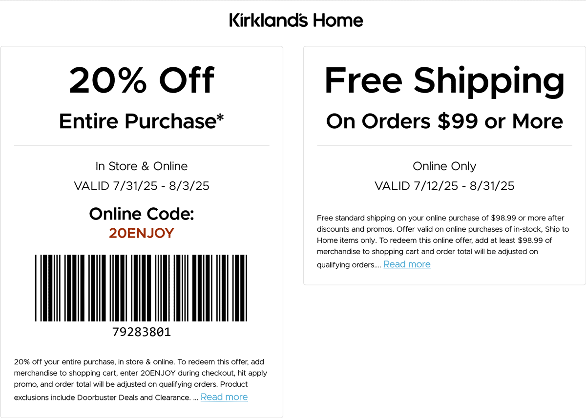 Kirklands coupons & promo code for August 2025