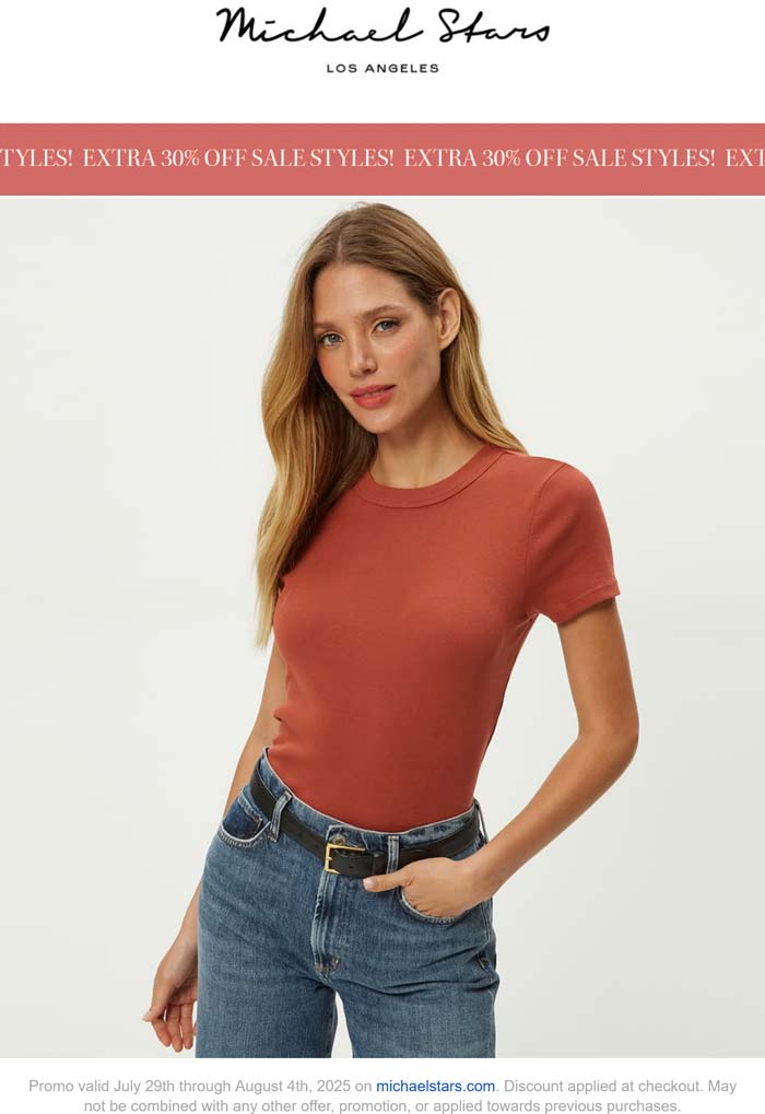 Michael Stars stores Coupon  Extra 30% off sale styles online at Michael Stars #michaelstars 