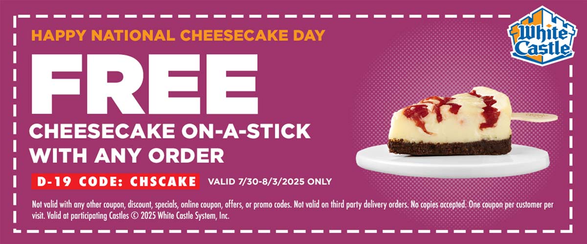 White Castle coupons & promo code for August 2025
