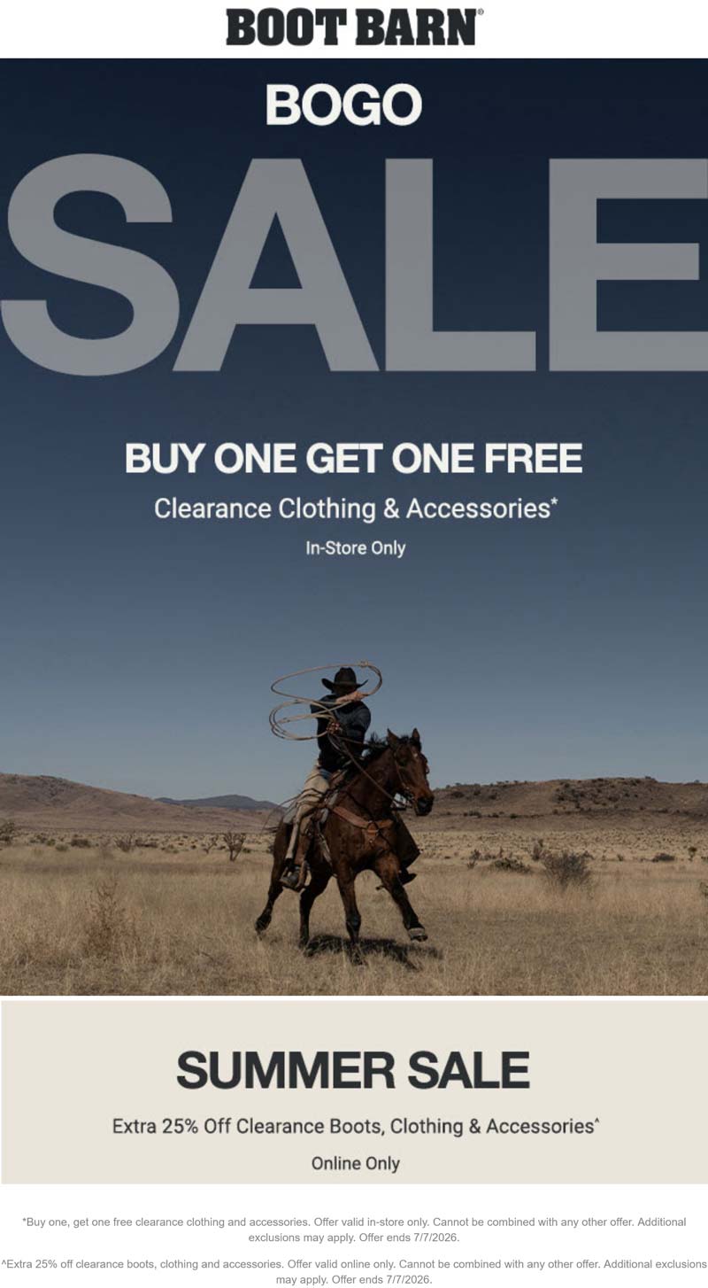 Boot Barn stores Coupon  Second clearance item free at Boot Barn #bootbarn 