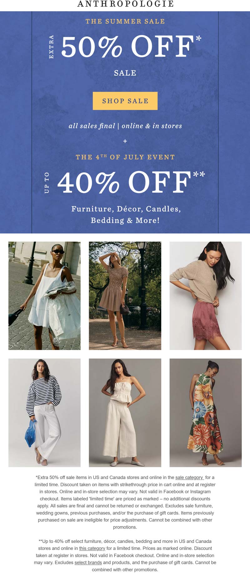 Anthropologie stores Coupon  Extra 50% off sale items at Anthropologie, ditto online #anthropologie 