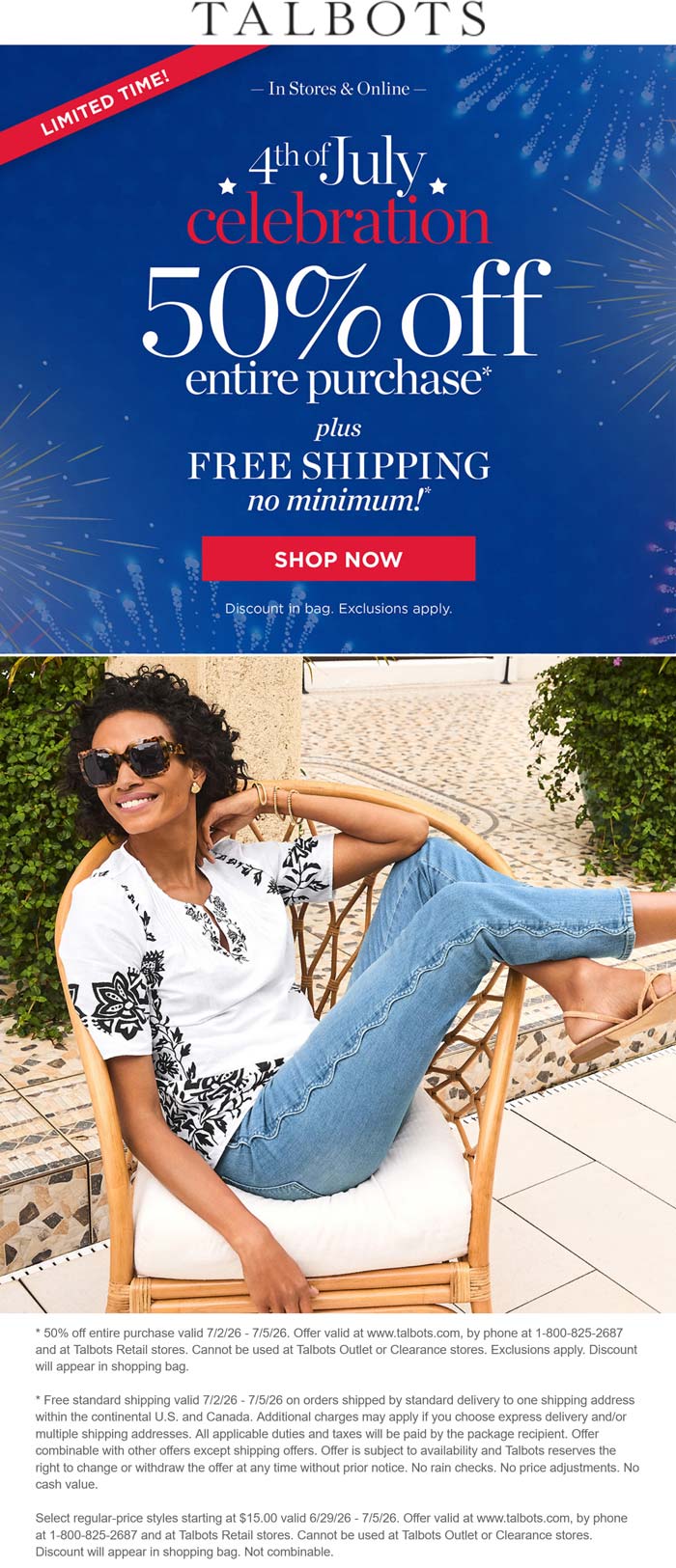 Talbots stores Coupon  50% off everything + free shipping at Talbots #talbots 