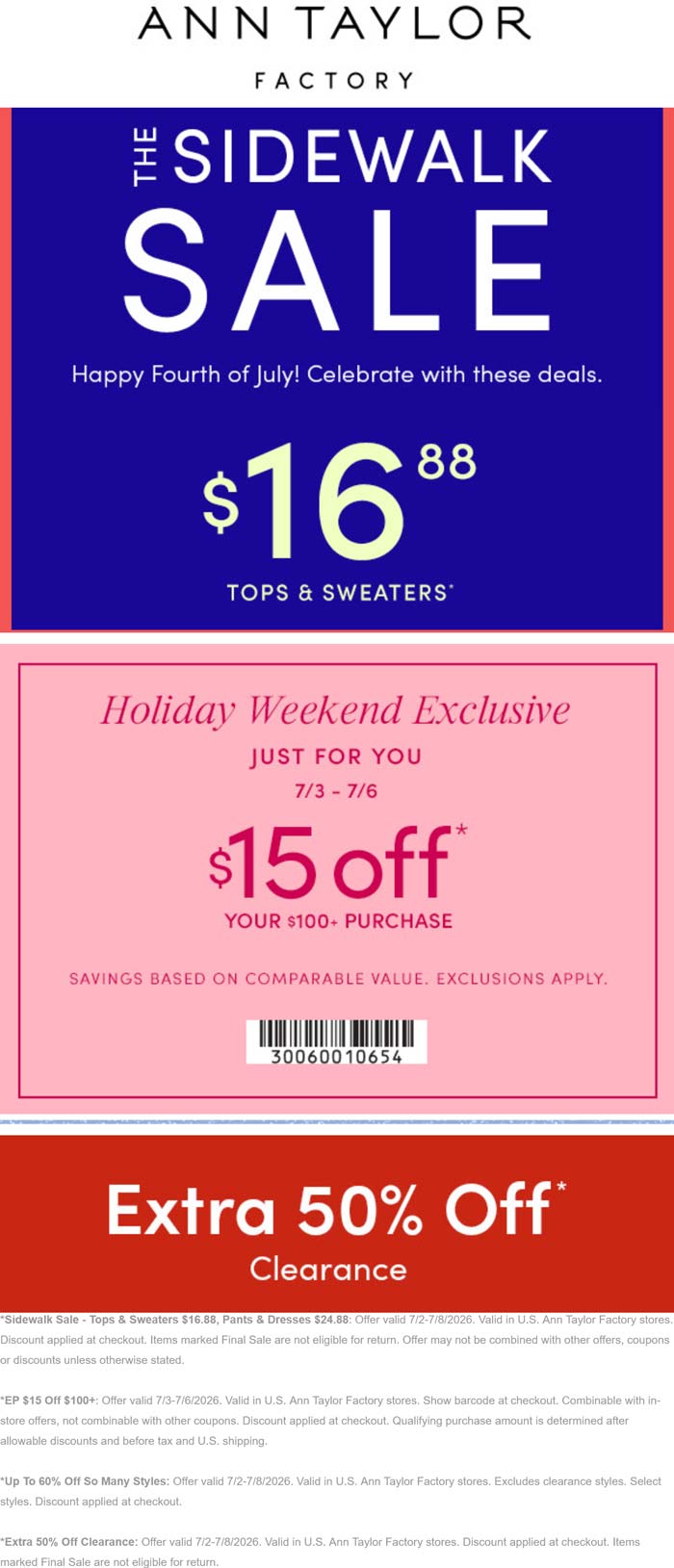 Ann Taylor Factory stores Coupon  $15 off $100 at Ann Taylor Factory #anntaylorfactory 