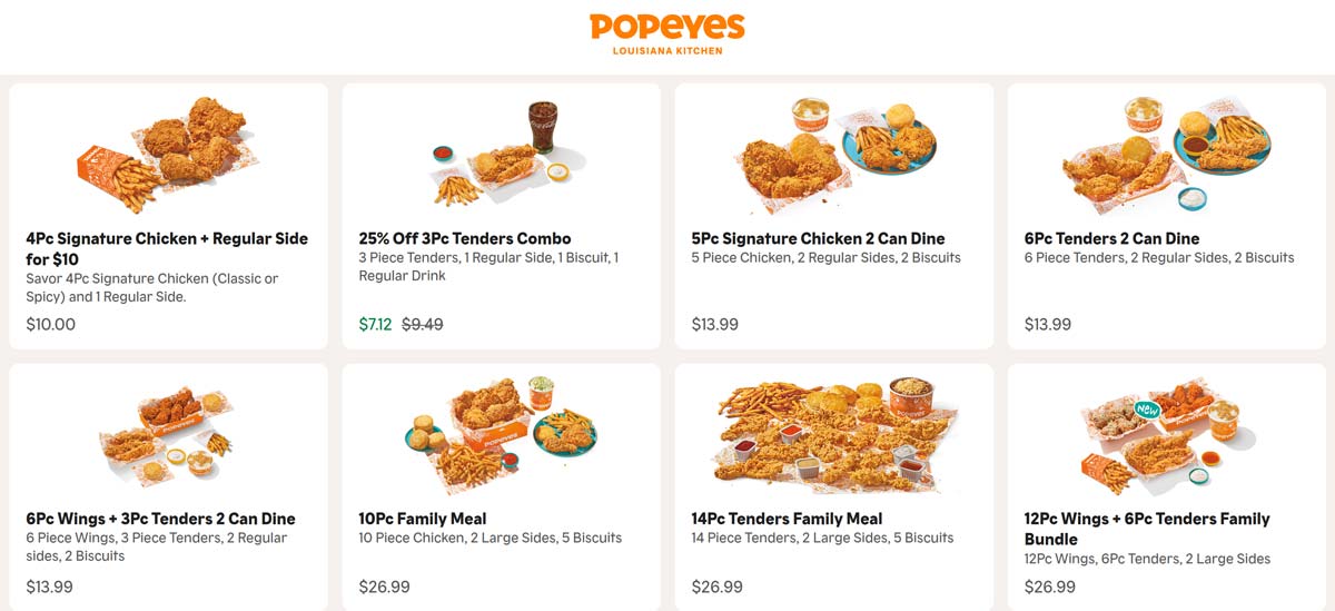 Popeyes restaurants Coupon  5pc chicken + 2 sides + 2 biscuits = $14 at Popeyes #popeyes 
