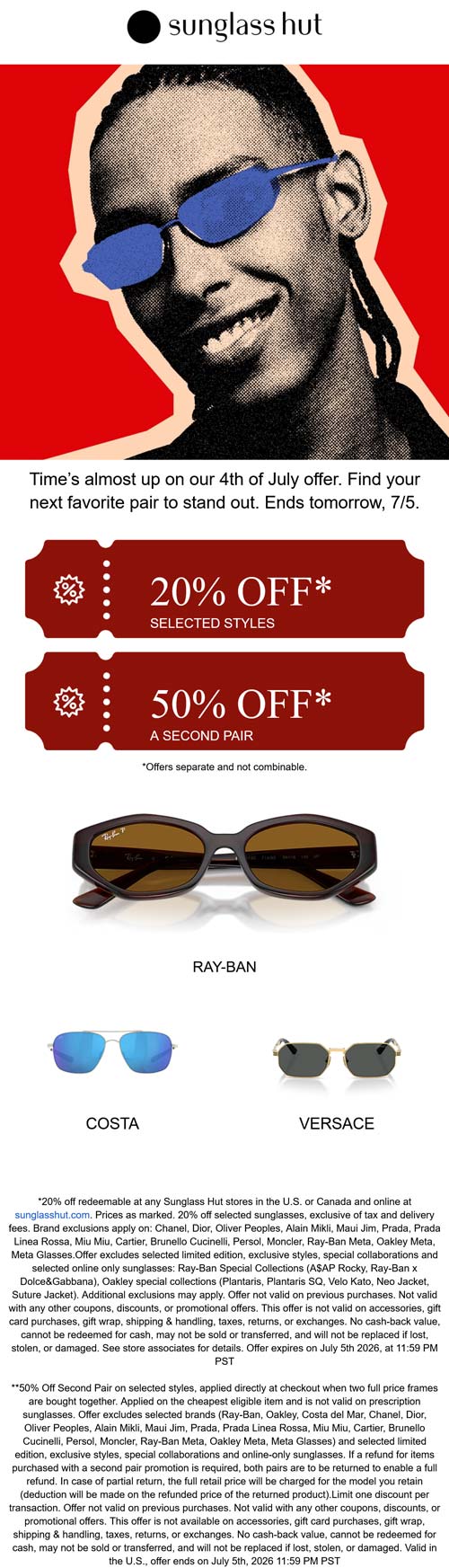 Sunglass Hut stores Coupon  20-50% off at Sunglass Hut #sunglasshut 
