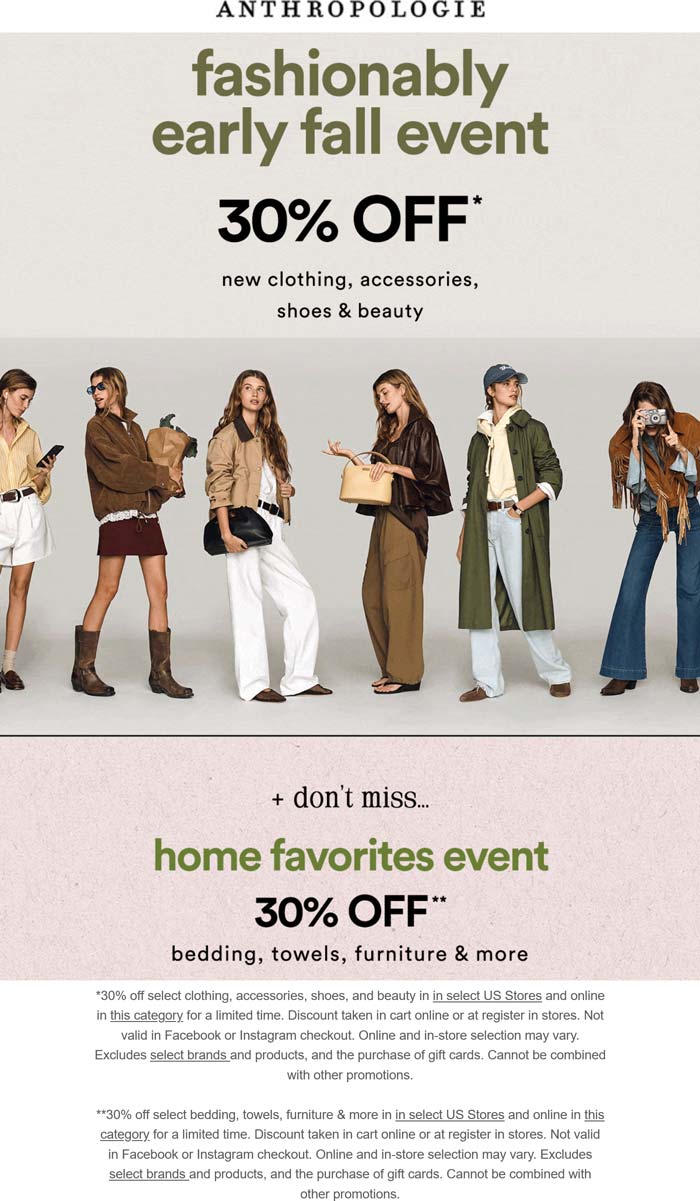 Anthropologie 30% off at Anthropologie #anthropologie Anthropologie stores Coupon 30% off at Anthropologie #anthropologie