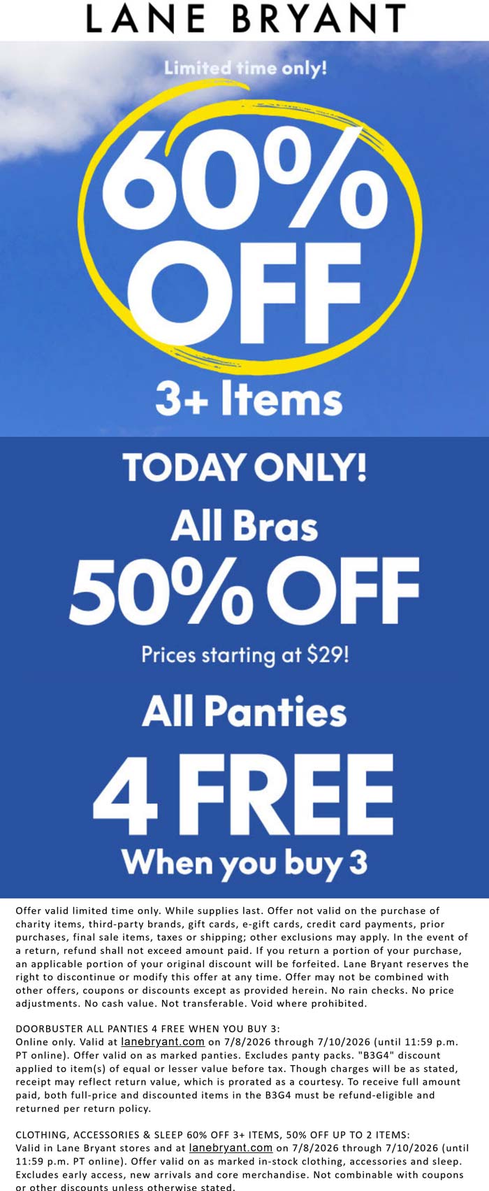 Lane Bryant stores Coupon  60% off 3+ items at Lane Bryant, ditto online #lanebryant 