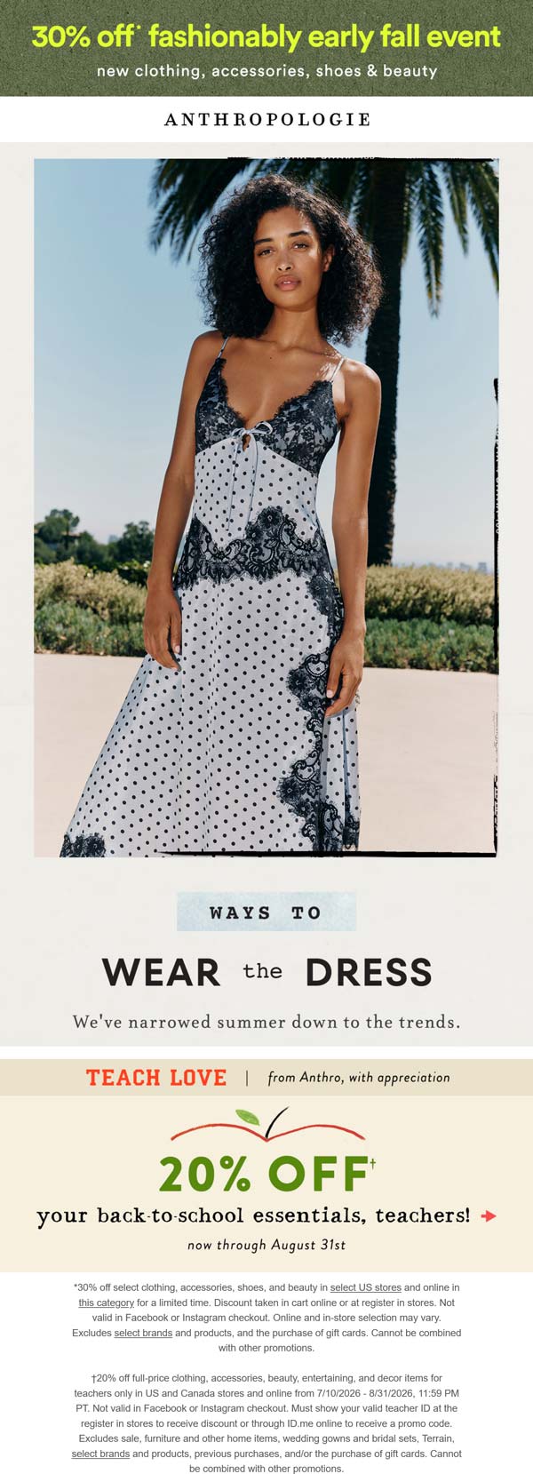 Anthropologie stores Coupon  30% off fall fashion at Anthropologie #anthropologie 