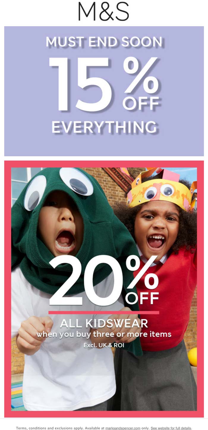 Marks and Spencer stores Coupon  15% off everything & more at Marks and Spencer #marksandspencer 
