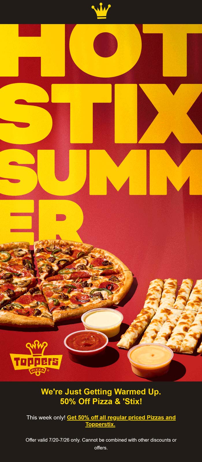 Toppers Pizza restaurants Coupon  50% off at Toppers Pizza #topperspizza 