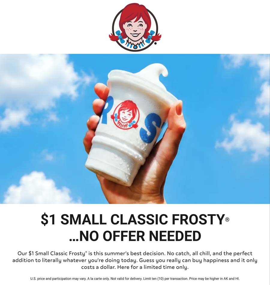 Wendys restaurants Coupon  $1 frosty at Wendys restaurants #wendys 