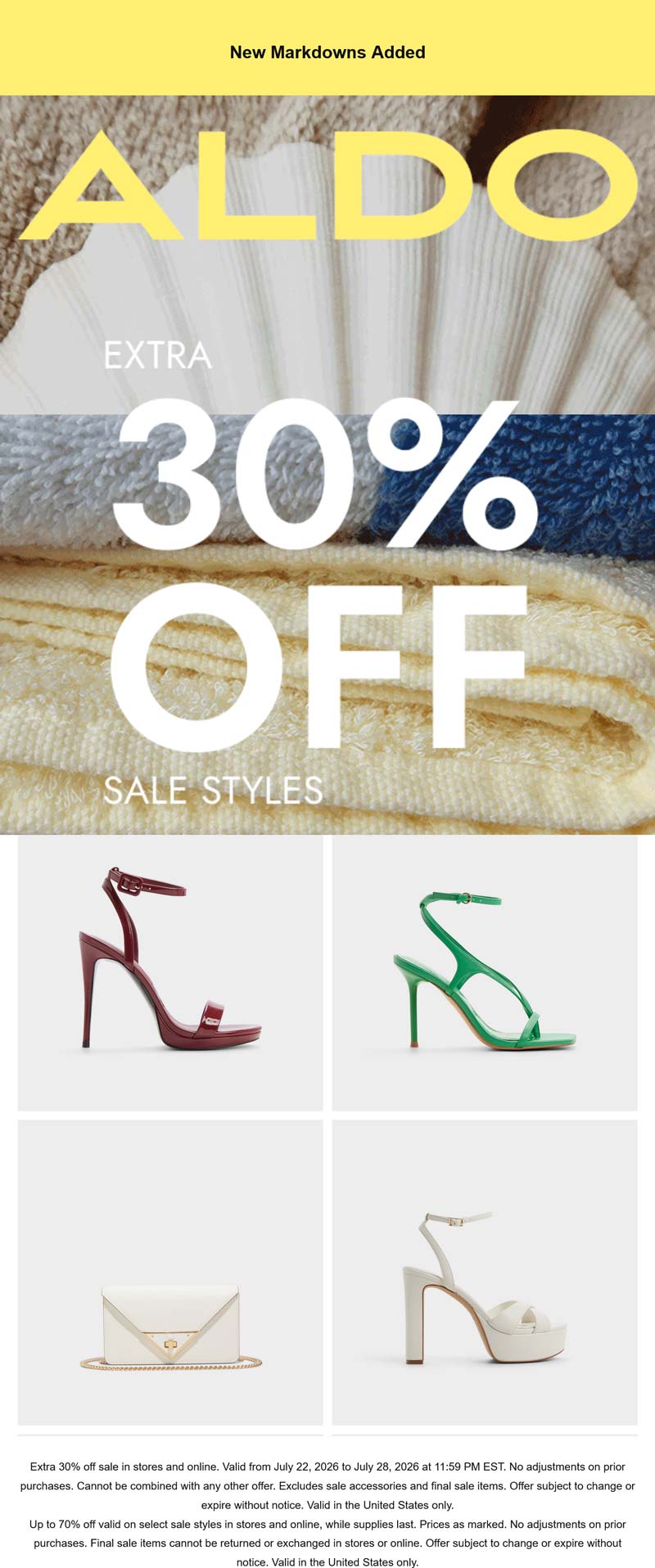 ALDO stores Coupon  Extra 30% off sale styles at ALDO, ditto online #aldo 