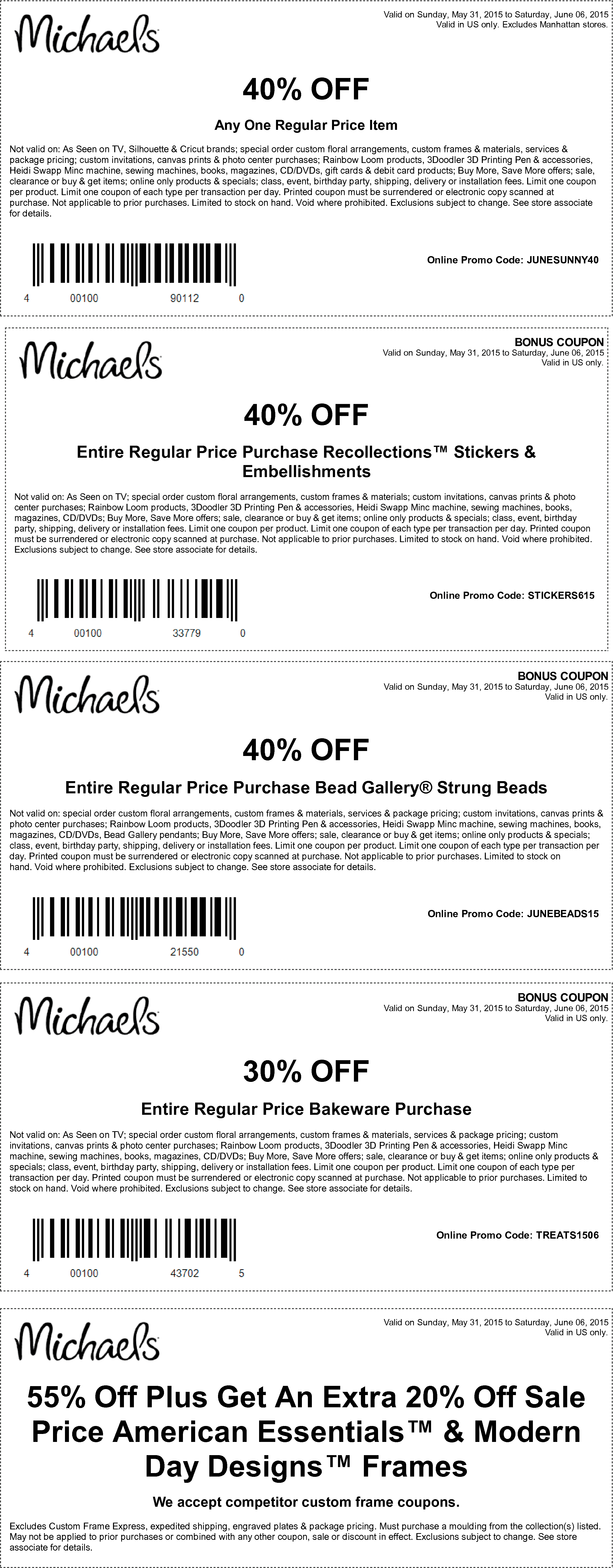 Michaels Coupon March 2024 40% off a single item & more at Michaels, or online via promo code JUNESUNNY40
