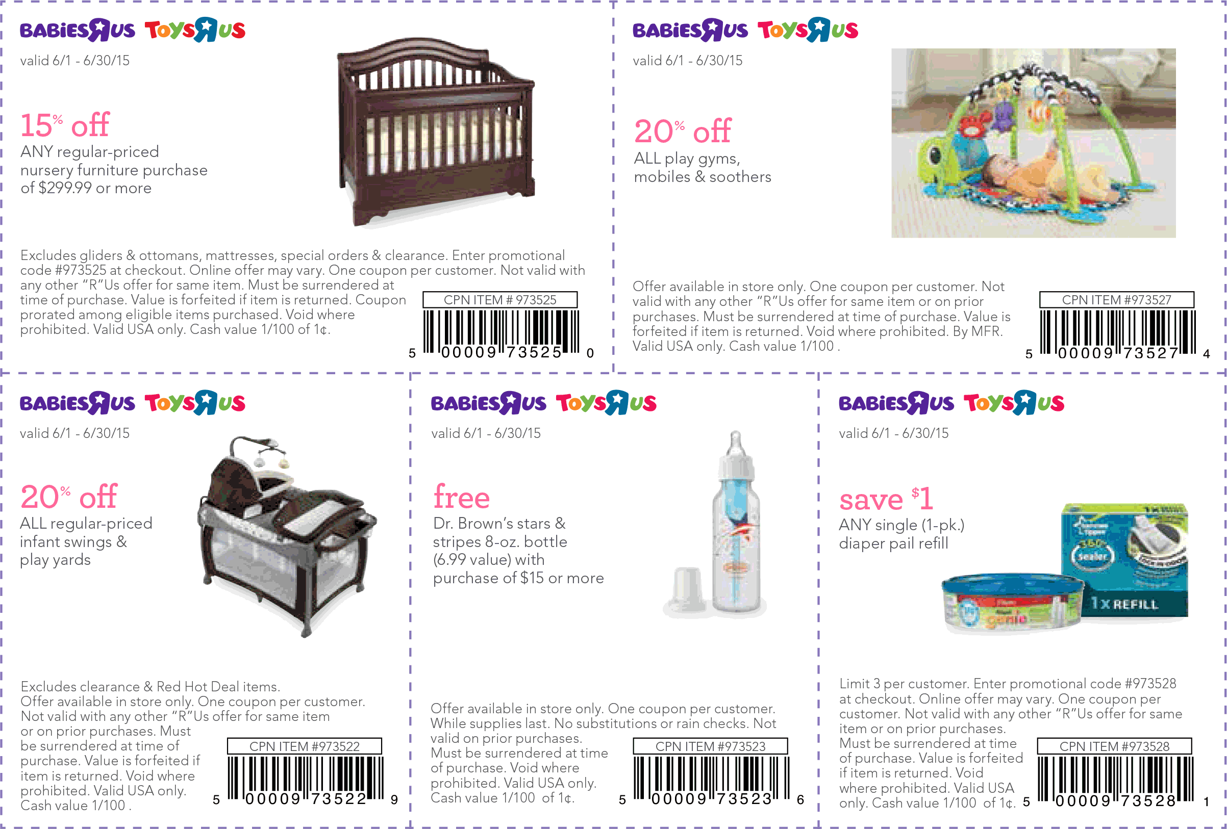 Babies R Us Coupon April 2024 15% off various baby items & furniture at Babies R Us & Toys R Us, or online via promo code 973525