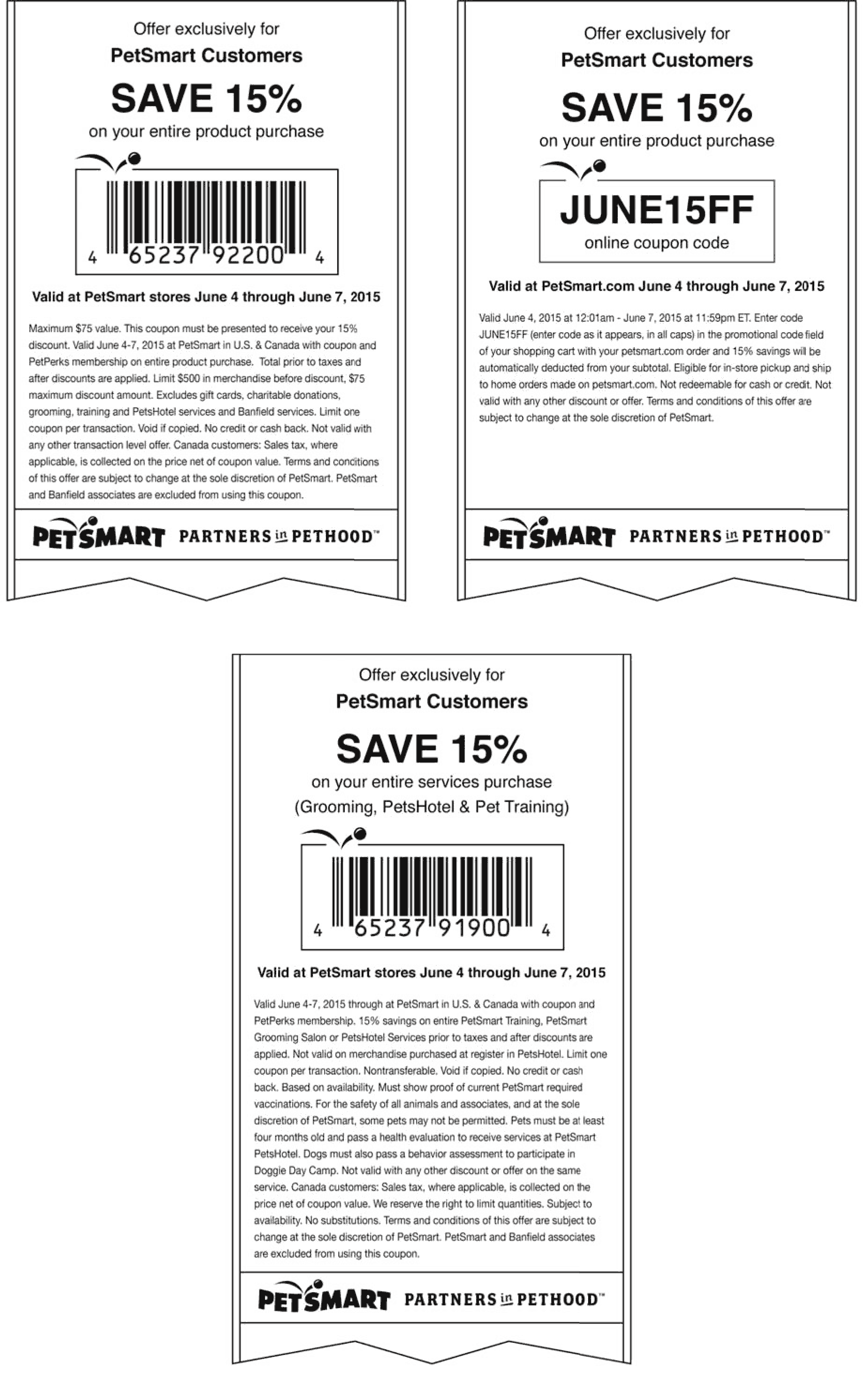 PetSmart Coupon March 2024 15% off everything at PetSmart, or online via promo code JUNE15FF