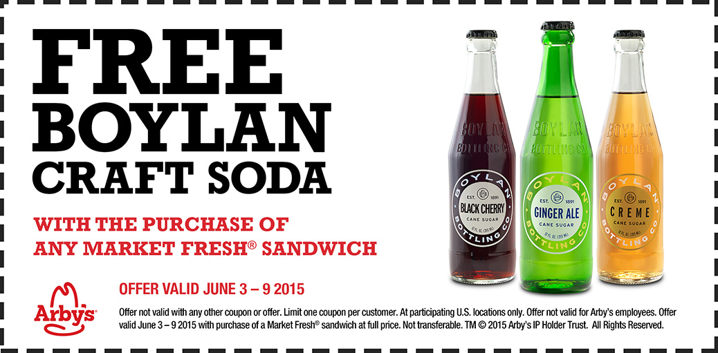 Arbys Coupon April 2024 Free bottle of craft soda with your market sandwich at Arbys