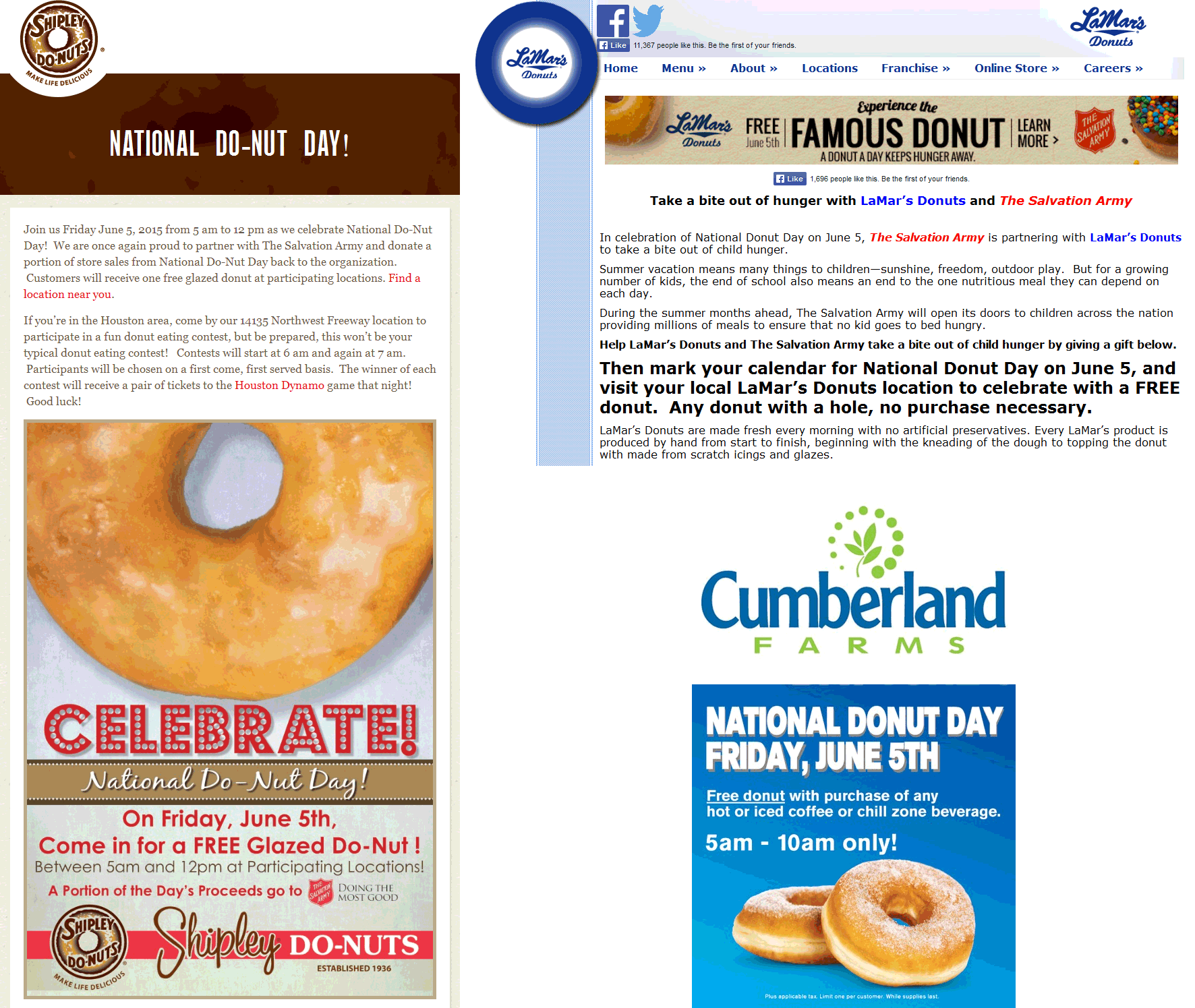 Shipley Do-Nuts Coupon March 2024 More free donuts today at Shipley Do-Nuts, LaMars Donuts & Cumberland Farms