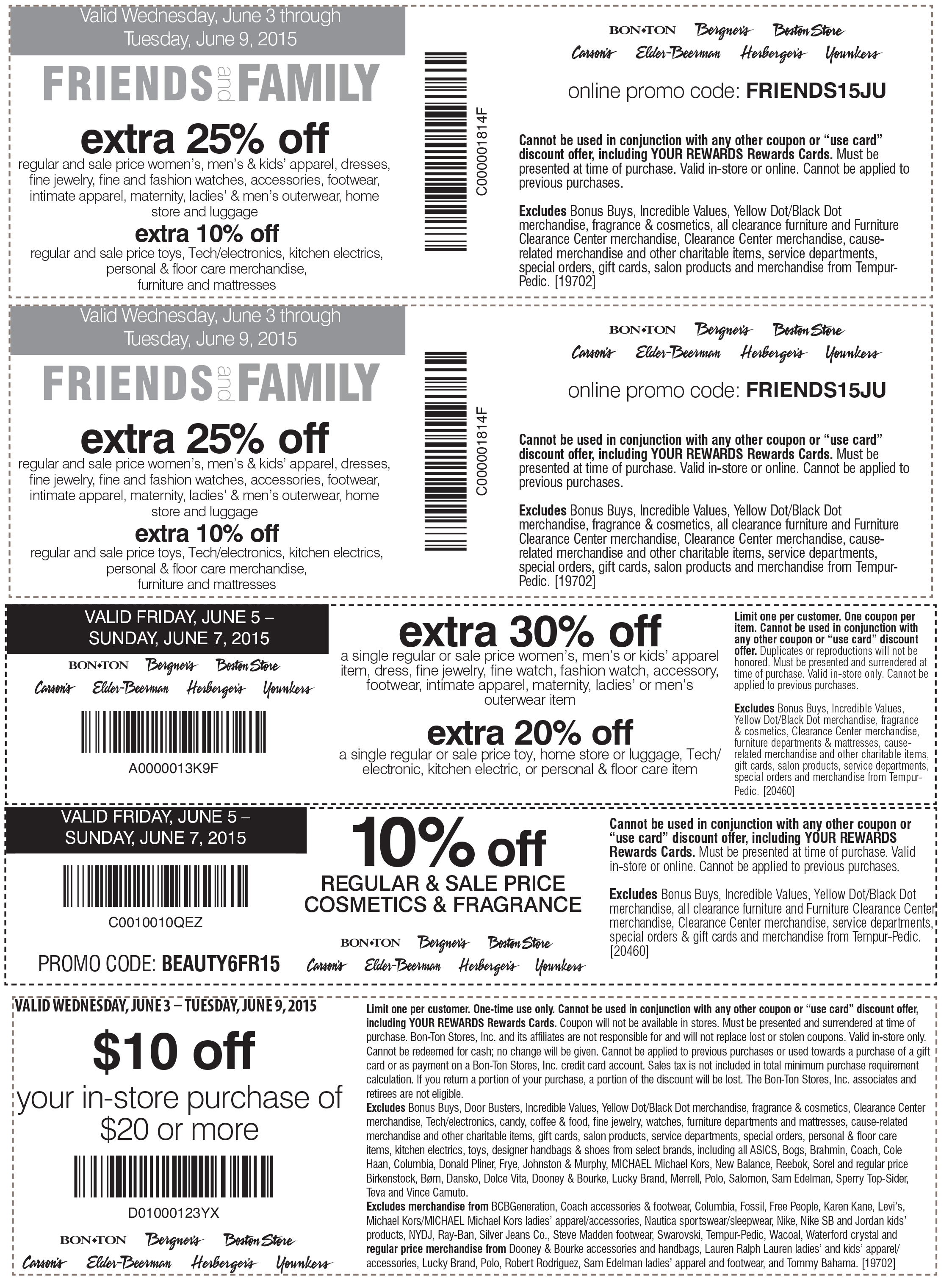 Carsons Coupon April 2024 Extra 30% off a single apparel item today at Carsons, Bon Ton, Bergners, Boston Store, Elder-Beerman, Herbergers & Younkers
