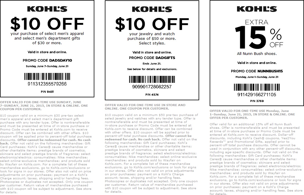 Kohls Coupon April 2024 $10 off $30 on mens apparel & more at Kohls, or online via promo code DADSDAY10