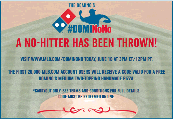 Dominos Coupon March 2024 Free Dominos pizza at 3pm to first 20k MLB baseball fans