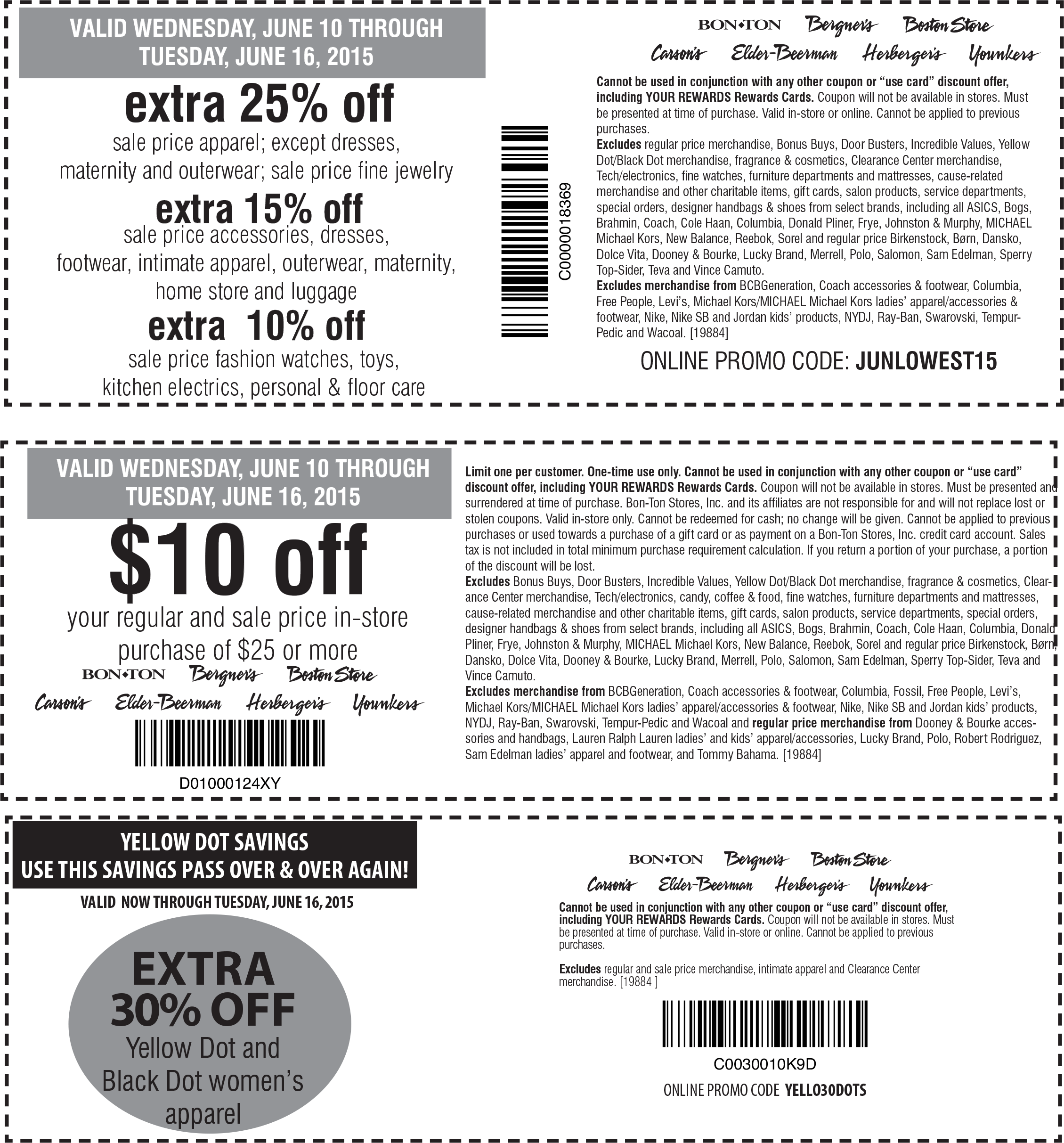 Carsons Coupon April 2024 Extra 25% off & more at Carsons, Bon Ton & sister stores, or online via promo code JUNLOWEST15