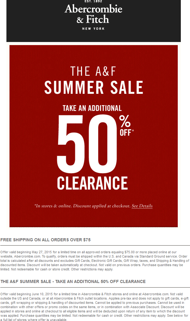 abercrombie and fitch online promo code