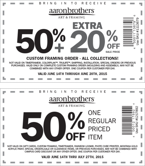 Aaron Brothers Coupon April 2024 50% off a single item & more at Aaron Brothers