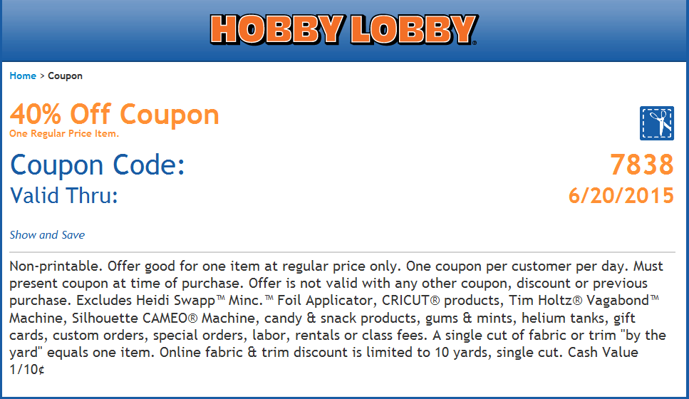 hobby lobby app for coupons