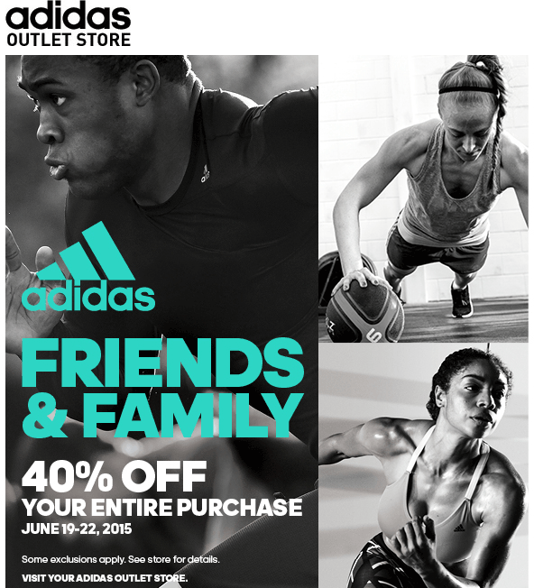 Adidas Outlet Coupon April 2024 Extra 40% off everything at Adidas Outlet