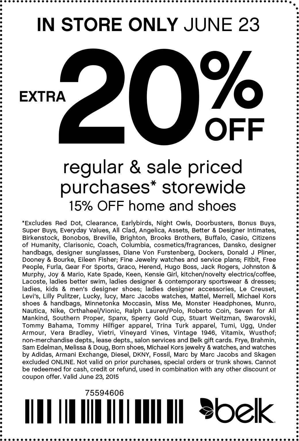 Belk Coupon April 2024 Extra 20% off today at Belk, or online via promo code 96995193