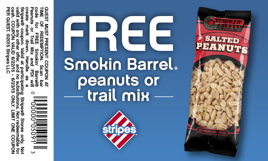Stripes Coupon April 2024 Free peanuts or trail mix today at Stripes gas stations
