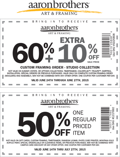 Aaron Brothers Coupon April 2024 50% off a single item & more at Aaron Brothers art & framing