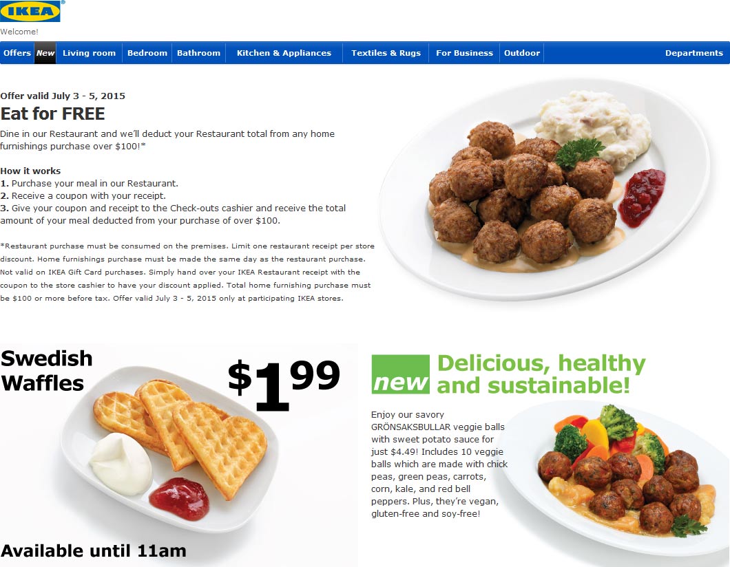 IKEA Coupon April 2024 Dine free on $100 spent this weekend at IKEA furniture stores