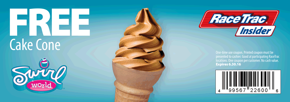 RaceTrac Coupon April 2024 Free cake cone at RaceTrac gas stations